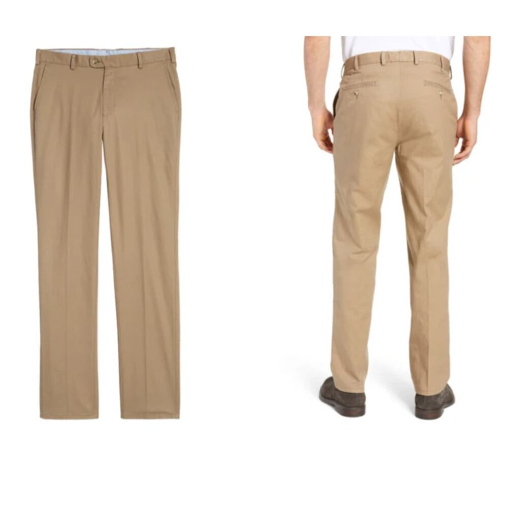 Peter Millar Soft Touch Twill Flat Front Trouser Khaki Office Business 40